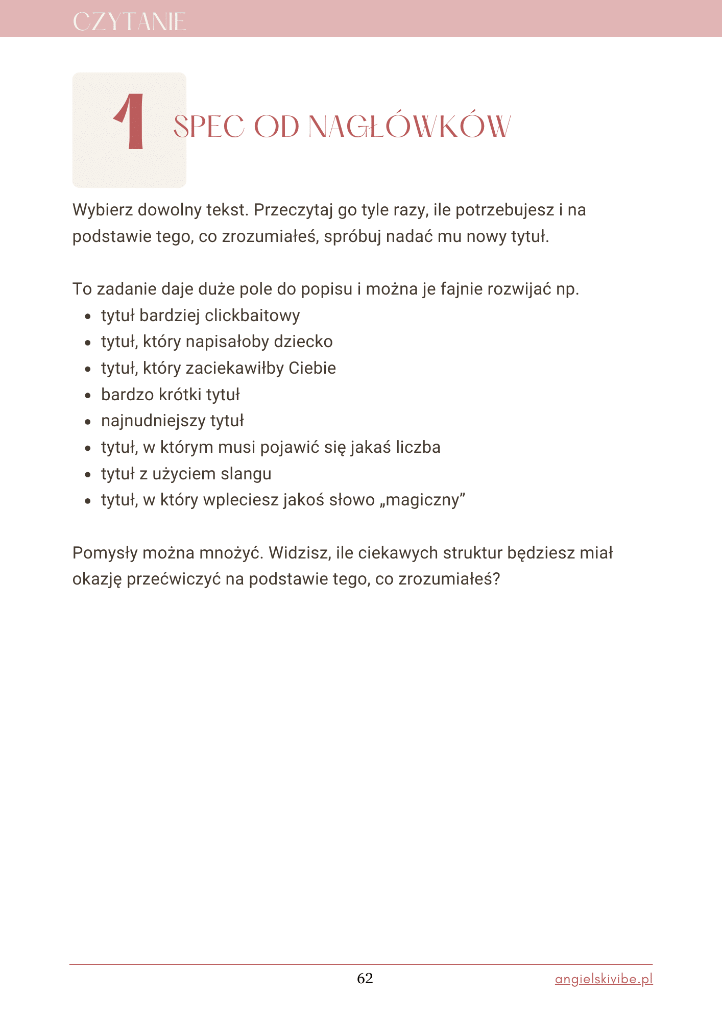 Językowa moc - Angielski Vibe - Czytanie